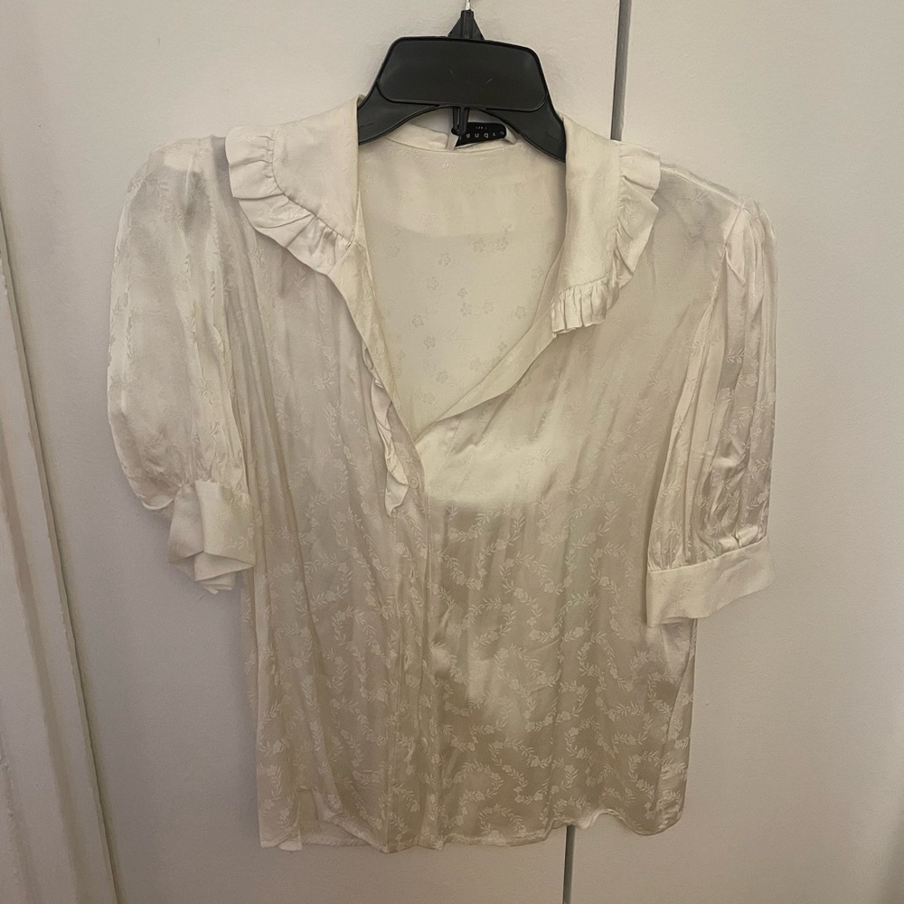 Sandro white/cream short sleeve blouse
